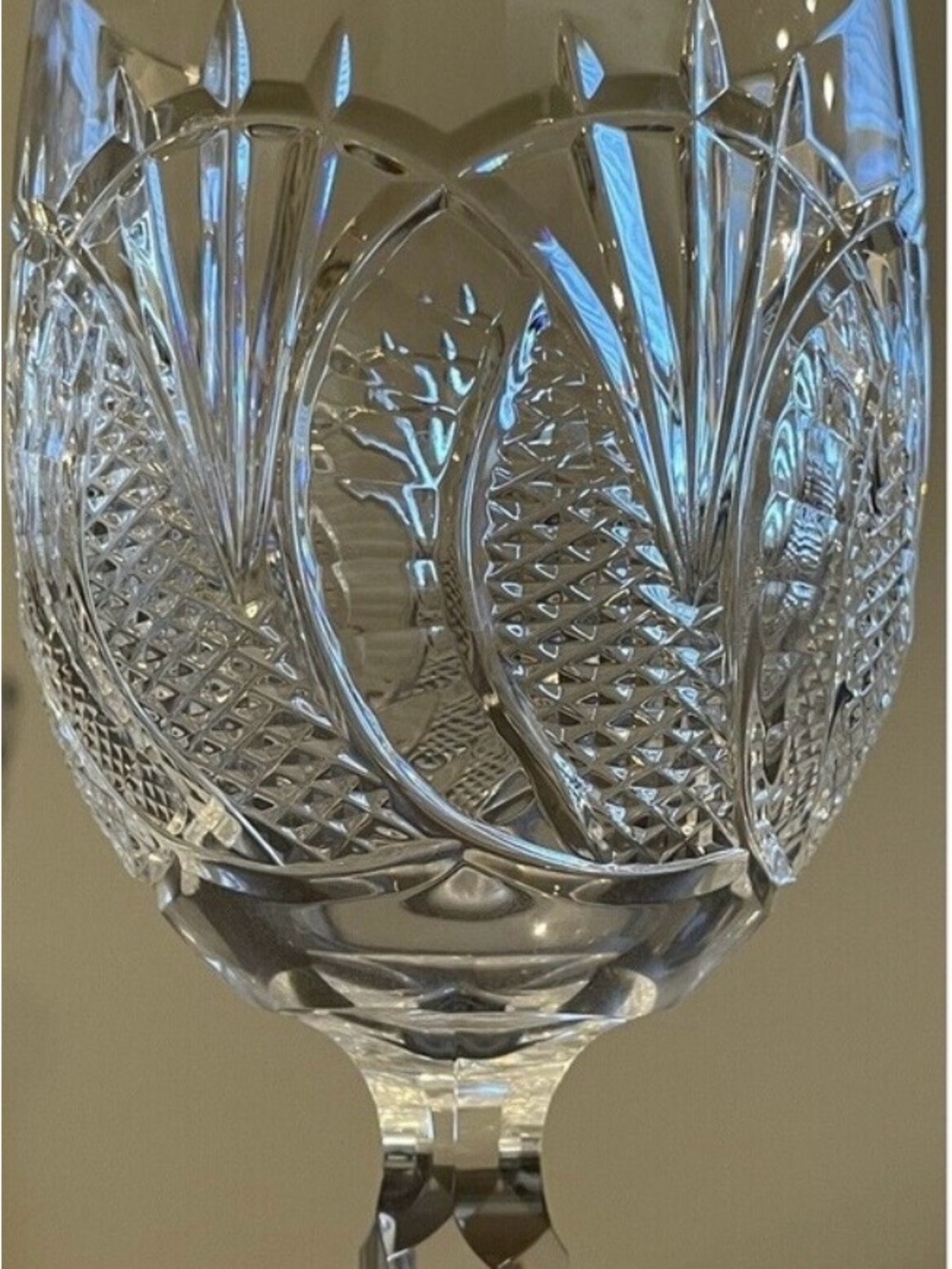 Waterford Crystal Clear Cut-Glass Wine Goblet Seahorse Collection~Mint~ 8.5”